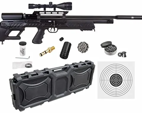 Wearable4U Hatsan BullBoss QE .177 Cal Air Rifle Bundle with Scope, Targets, Pellets & Hard Case