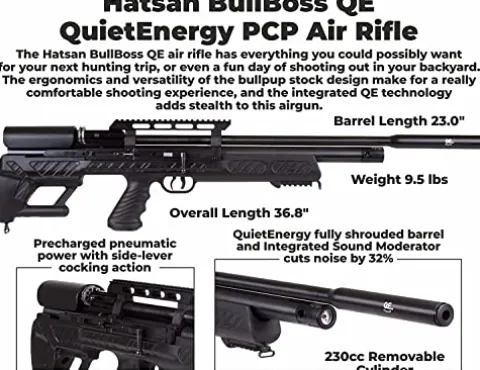 Wearable4U Hatsan BullBoss QE .177 Cal Air Rifle Bundle with Scope, Targets, Pellets & Hard Case