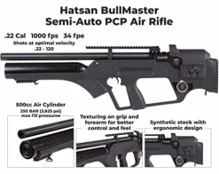Wearable4U Hatsan BullMaster Semi-Auto PCP Air Rifle with .22 Caliber Pellets Bundle