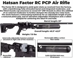 Wearable4U Hatsan Factor RC PCP .22 Caliber Air Rifle Bundle with Scope and 250 Pellets