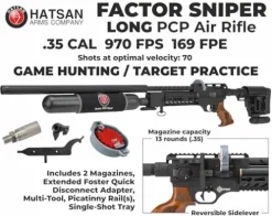 Wearable4U Hatsan Factor Sniper Long .35 Caliber PCP Air Rifle Bundle with Pellets, Targets, and Scope