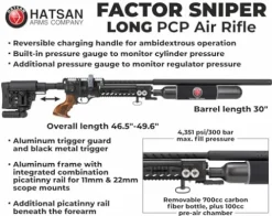 Wearable4U Hatsan Factor Sniper Long .35 Caliber PCP Air Rifle Bundle with Pellets, Targets, and Scope