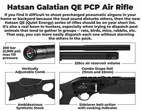 Wearable4U Hatsan Galatian III QuietEnergy .177 Cal Air Rifle Bundle with 500 Pellets & 100 Targets
