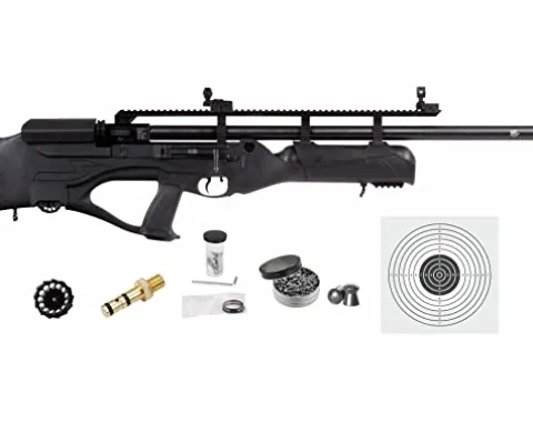 Wearable4U Hatsan Hercules Bully .35 Cal Air Rifle Bundle with 100 Pellets and Targets Black