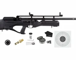Wearable4U Hatsan HGHercBull-30 Hercules Bully .30 Caliber Air Rifle Bundle with Towel, 100 Pellets, 100 Targets Black