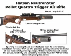 Wearable4U Hatsan NeutronStar .22 Cal PCP Air Rifle Bundle with 250 Pellets and 100 Paper Targets