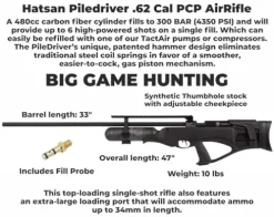 Wearable4U Hatsan Piledriver Bullpup .62 Cal PCP Air Rifle Bundle with Lens Cleaning Cloth and Slugs