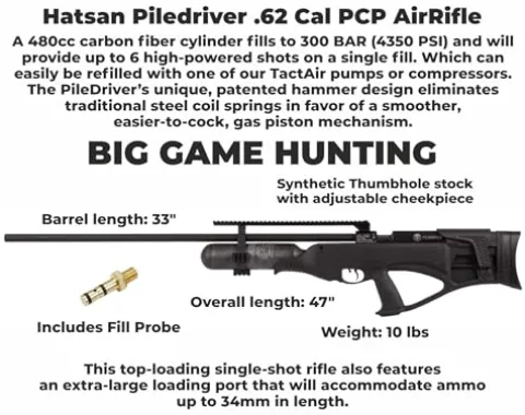 Wearable4U Hatsan Piledriver Bullpup .62 Cal PCP Air Rifle Bundle with Lens Cleaning Cloth and Slugs