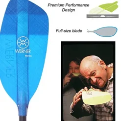 Werner Paddles Whitewater Kayak Paddle Fiberglass Translucent Blue