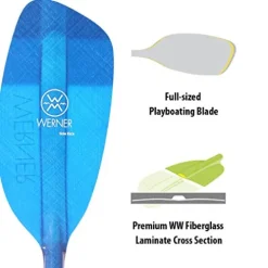Werner Paddles Whitewater Kayak Paddle Fiberglass Translucent Blue