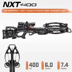 Wicked Ridge NXT 400 Hunting Crossbow Package with ACUdraw and Pro-View Scope Peak Camo