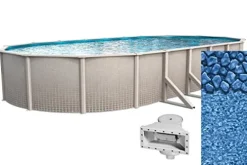 Wilbar Oval Above-Ground Swimming Pool 12x24ft | 48-Inch Height | Boulder Swirl Liner | Blue
