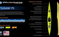 Wilderness Systems Tsunami 175 Sit Inside Touring Kayak with Rudder Mango