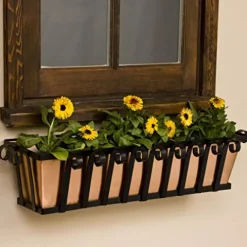 Windowbox 48″ Venetian Decora Window Box with Real Copper Liner Black