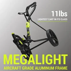 WishboneOne Golf Cart Push Carts – Swivel Front Wheel, 1-Step Folding, Aircraft Grade Frame | Lightweight Lime