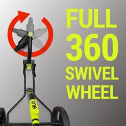 WishboneOne Golf Cart Push Carts – Swivel Front Wheel, 1-Step Folding, Aircraft Grade Frame | Lightweight Lime