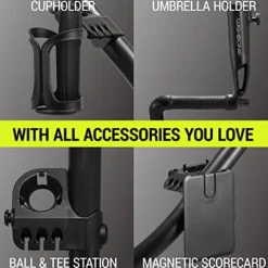 WishboneOne Golf Cart Push Carts – Swivel Front Wheel, 1-Step Folding, Aircraft Grade Frame | Lightweight Lime