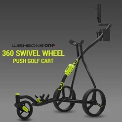 WishboneOne Golf Cart Push Carts – Swivel Front Wheel, 1-Step Folding, Aircraft Grade Frame | Lightweight Lime