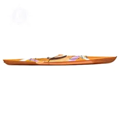 Wooden Boat USA Wooden Kayak with 2 Stripes 15-Feet Natural Wood