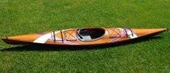 Wooden Boat USA Wooden Kayak with 2 Stripes 15-Feet Natural Wood