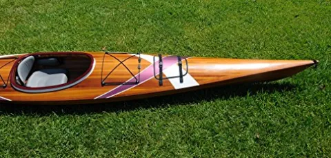 Wooden Boat USA Wooden Kayak with 2 Stripes 15-Feet Natural Wood