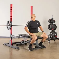 XMark Olympic Bar Squat Rack Stand Adjustable Bench Press Multi-Function