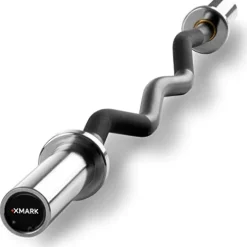 XMark Olympic Curl Bar with Weights 95 lb Set TEXAS STAR Plates – 02) BAR and 95 lb Set