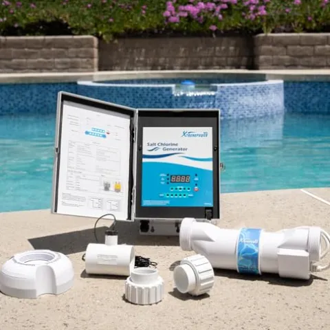 XtremepowerUS Universal 25 Saltwater Chlorinator System with 25k-Gallon Flow Switch Salt Cell Bundle White