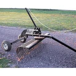 Yard Tuff Landscape Lawn Rake Attachment with Heat Treated Tines for UTVs, ATVs & Utility Tractors Black
