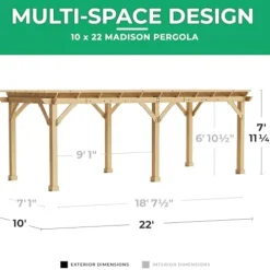 Yardistry 10′ x 22′ Pergola Brown