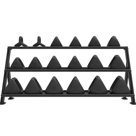 YBell Pro 18 Piece Bundle with Horizontal Rack Black – 3-in-1 Kettlebell, Dumbbell, Push Up Bar