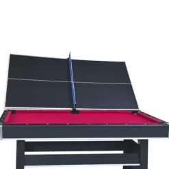 Yoptote 6ft Mid-Size Pool Table with Table Tennis Top and Accessories Black+Red
