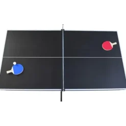 Yoptote 6ft Mid-Size Pool Table with Table Tennis Top and Accessories Black+Red