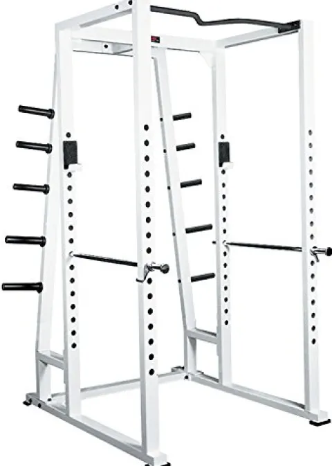 York Barbell 54030 Power Rack with Weight Storage White