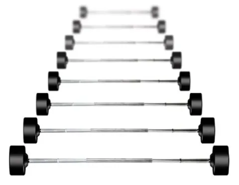 York Barbell 26138 Rubber Fixed Pro Straight Barbell Set