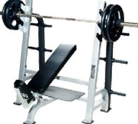 York Barbell Olympic Incline Bench with Gun Racks White