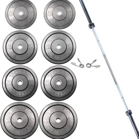 York Barbell Rubber Training Bumper Plate Set Black