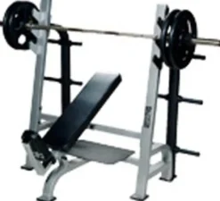 York Barbell STS Olympic Incline Bench with Gun Racks Silver