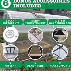 YourGreenHouses Polycarbonate Greenhouse Tunnel Clear 10×26 FT