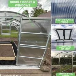 YourGreenHouses Polycarbonate Greenhouse Tunnel Clear 10×26 FT