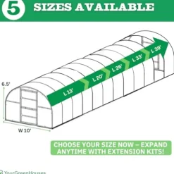 YourGreenHouses Polycarbonate Greenhouse Tunnel Clear 10×26 FT