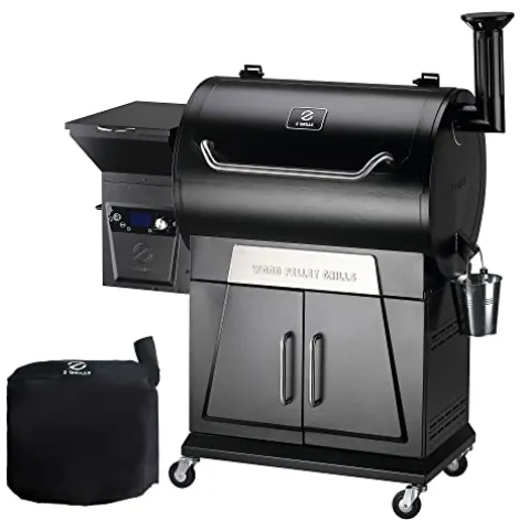 Z GRILLS Pellet Grill Smoker with PID 2.0 Controller, 700 Cooking Area, Meat Probes, Rain Cover Black