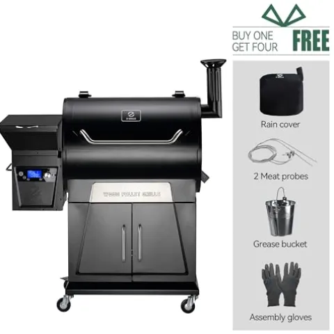 Z GRILLS Pellet Grill Smoker with PID 2.0 Controller, 700 Cooking Area, Meat Probes, Rain Cover Black