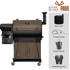 Z GRILLS Pellet Grill Smoker with PID 2.0 Controller, LCD Screen, 2 Meat Probes, 697 sq in Cooking Area, Huge Storage Cabinet, Rain Cover Bronze