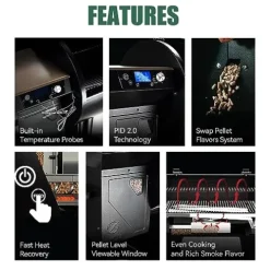 Z GRILLS Wood Pellet Grill Smoker with PID 2.0 Controller, 700 sq in Cooking Area, Meat Probes, Rain Cover Bronze