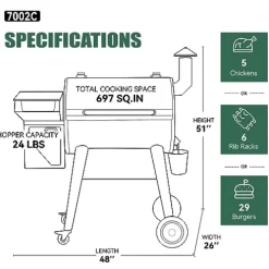 Z GRILLS Wood Pellet Grill Smoker with PID 2.0 Controller, 700 sq in Cooking Area, Meat Probes, Rain Cover Bronze