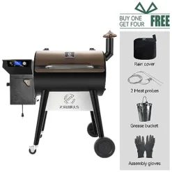 Z GRILLS Wood Pellet Grill Smoker with PID 2.0 Controller, 700 sq in Cooking Area, Meat Probes, Rain Cover Bronze