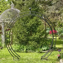 Zaer Ltd. Large Elegant Round Garden Arch Moon Gate Black
