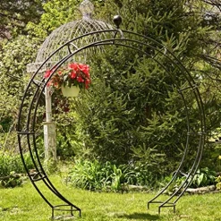 Zaer Ltd. Large Elegant Round Garden Arch Moon Gate Black