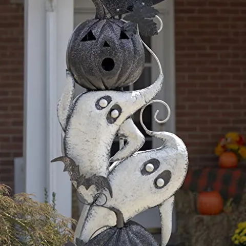 Zaer Ltd. Large Metal Halloween Archway Arbor with Pumpkins and Ghosts